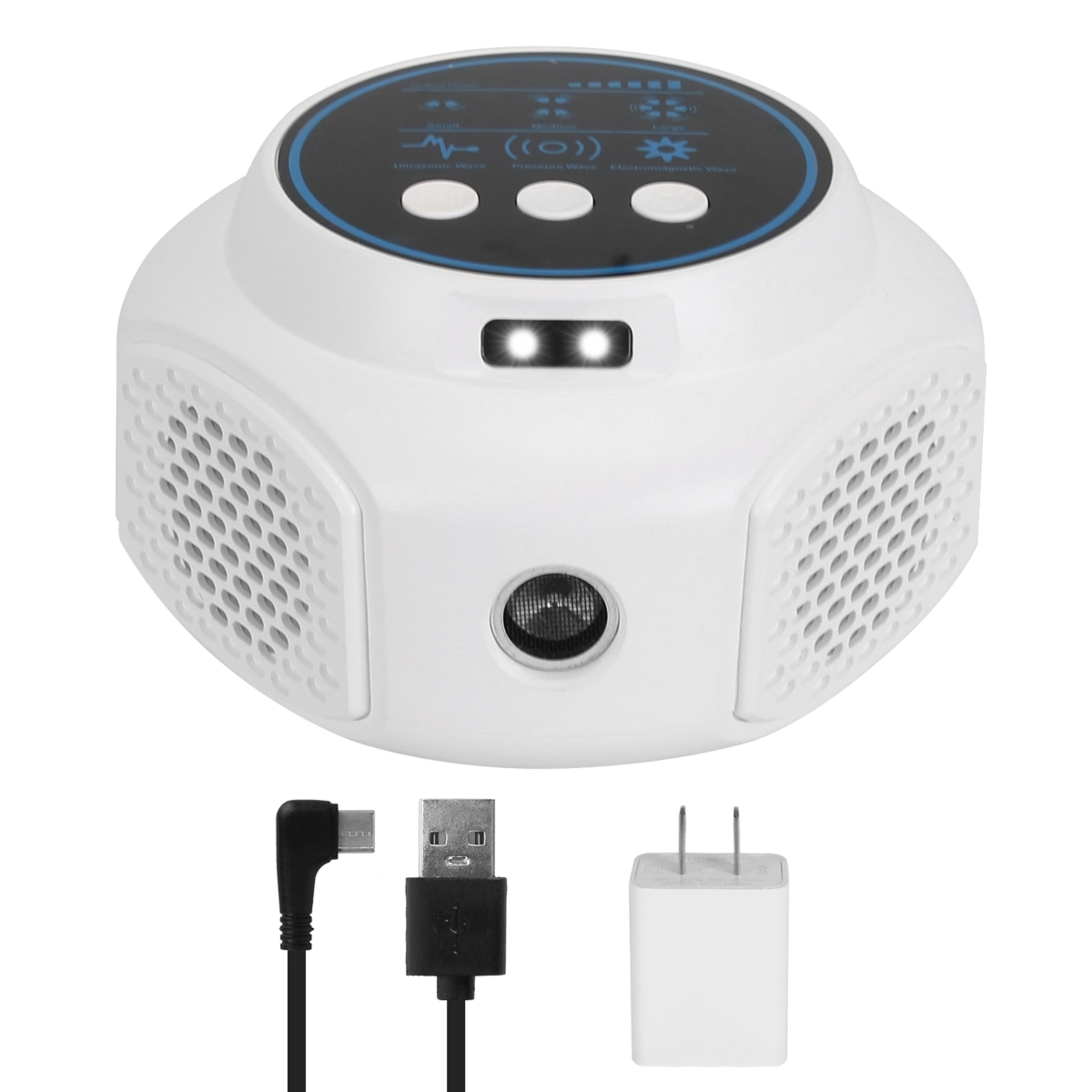 FFF-White-GPCT5118 360 Deg Ultrasonic Mice Repellent, Rodent Repeller with 3 Modes & 2 Strobe Lights - White