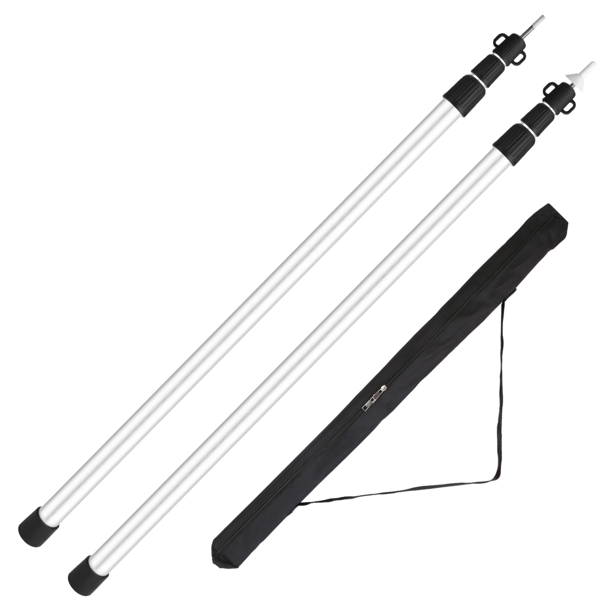 FFF-GPCT3985 Telescoping Tarp Poles, Portable Aluminum Awning Poles 3-7.5 ft. Adjustable Telescopic Tarp Tent Rods - Black - One Size - 2 Piece