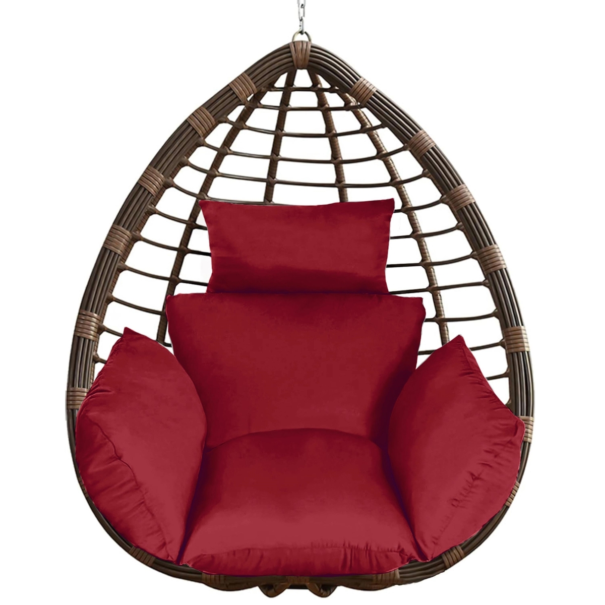 FFF-WineRed-GPCT4459 Hanging Basket Seat Thicken Soft Swing Pad Hanging Egg Chair Cushion with Headrest - Wine Red - One Size
