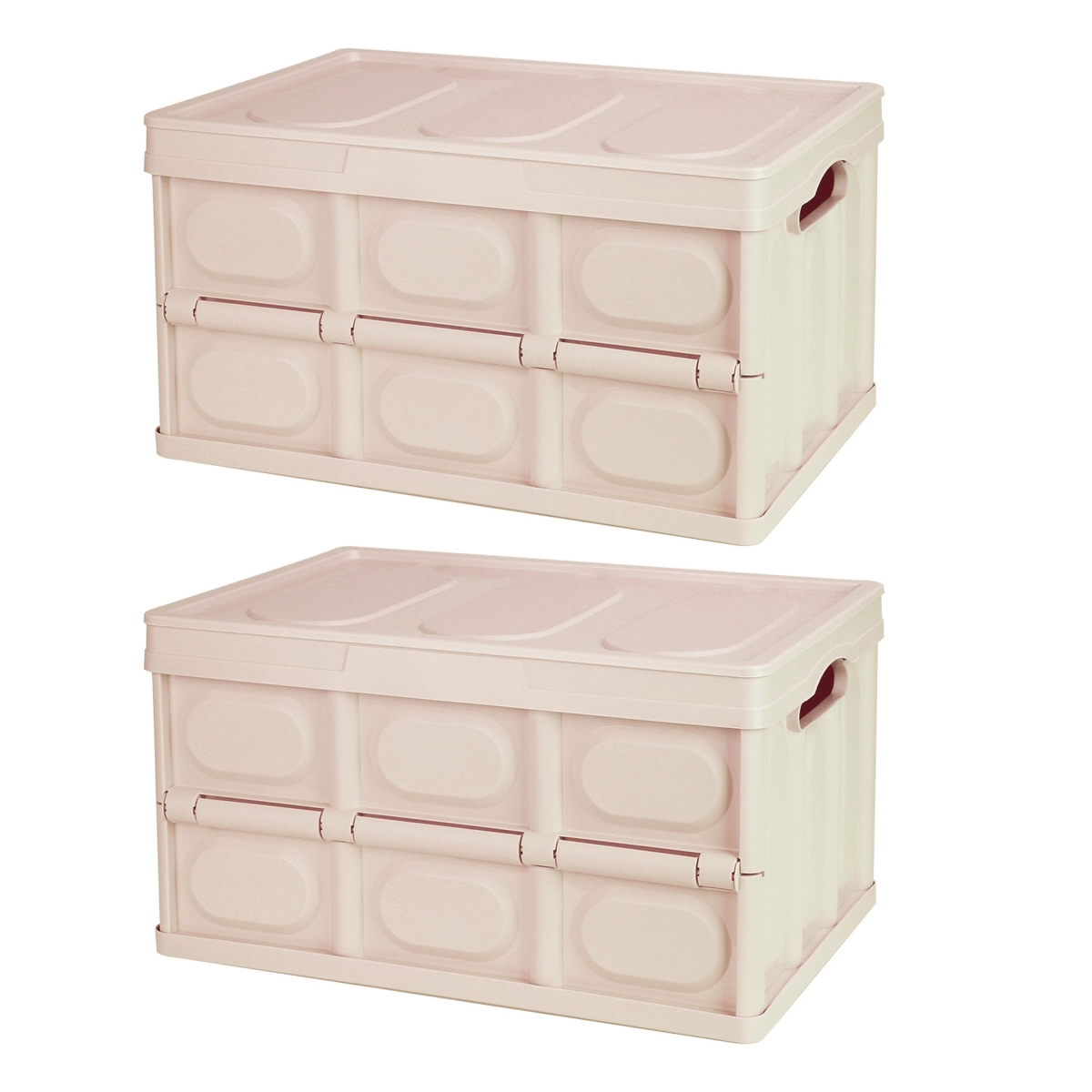FFF-30L-Khaki-GPCT4732 30 Liter Collapsible Storage Bins with Dustproof Lid for Camping - Khaki - 2 Piece