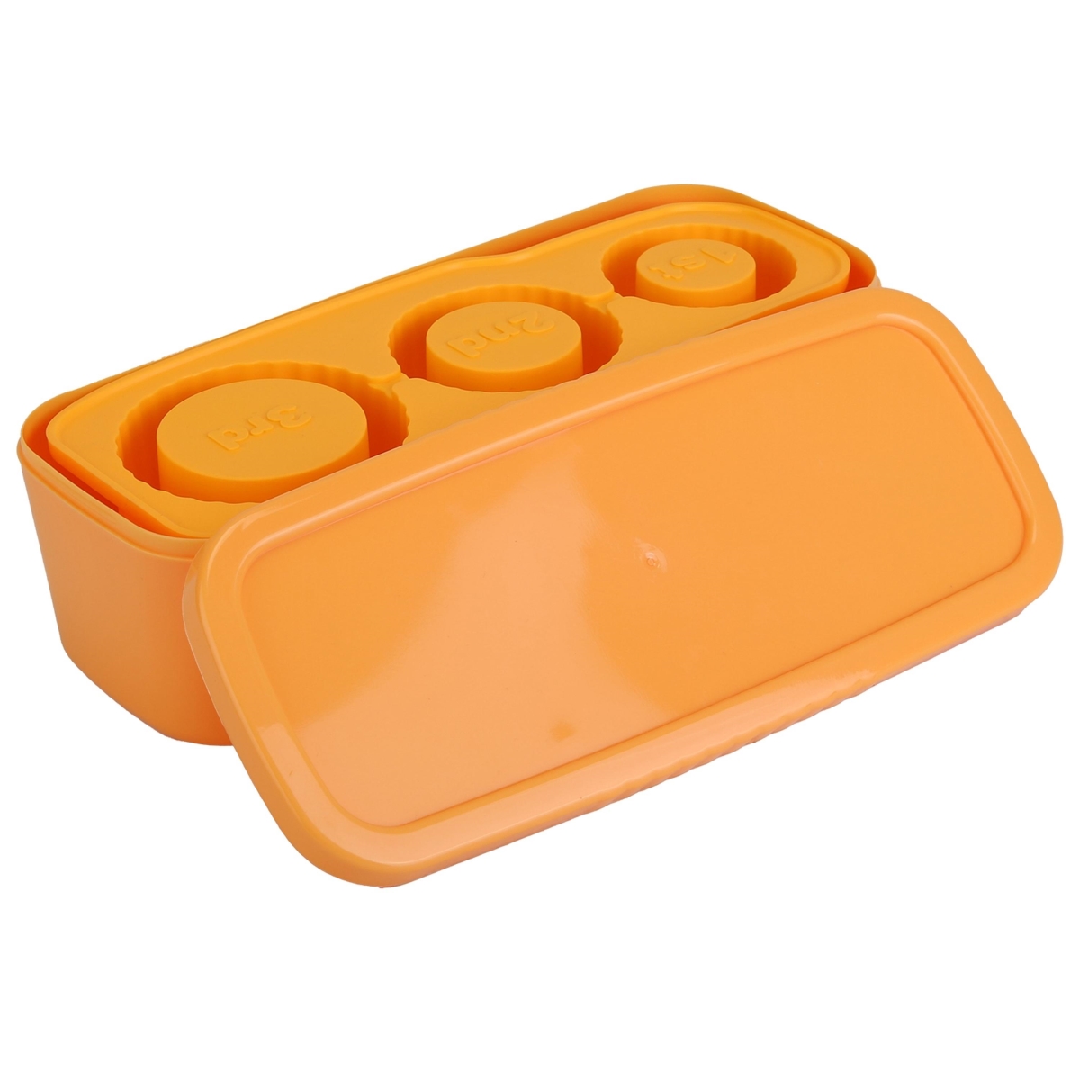 Picture of Fresh Fab Finds FFF-Orange-GPCT4975 Ice Cube Tray for 20-30-40 oz Stanley Cup Easy Release Silicone Hollow Cylinder Tumbler Ice Cube Mold with Lid & Bin for Iced Juice Whiskey - Orange - One Size