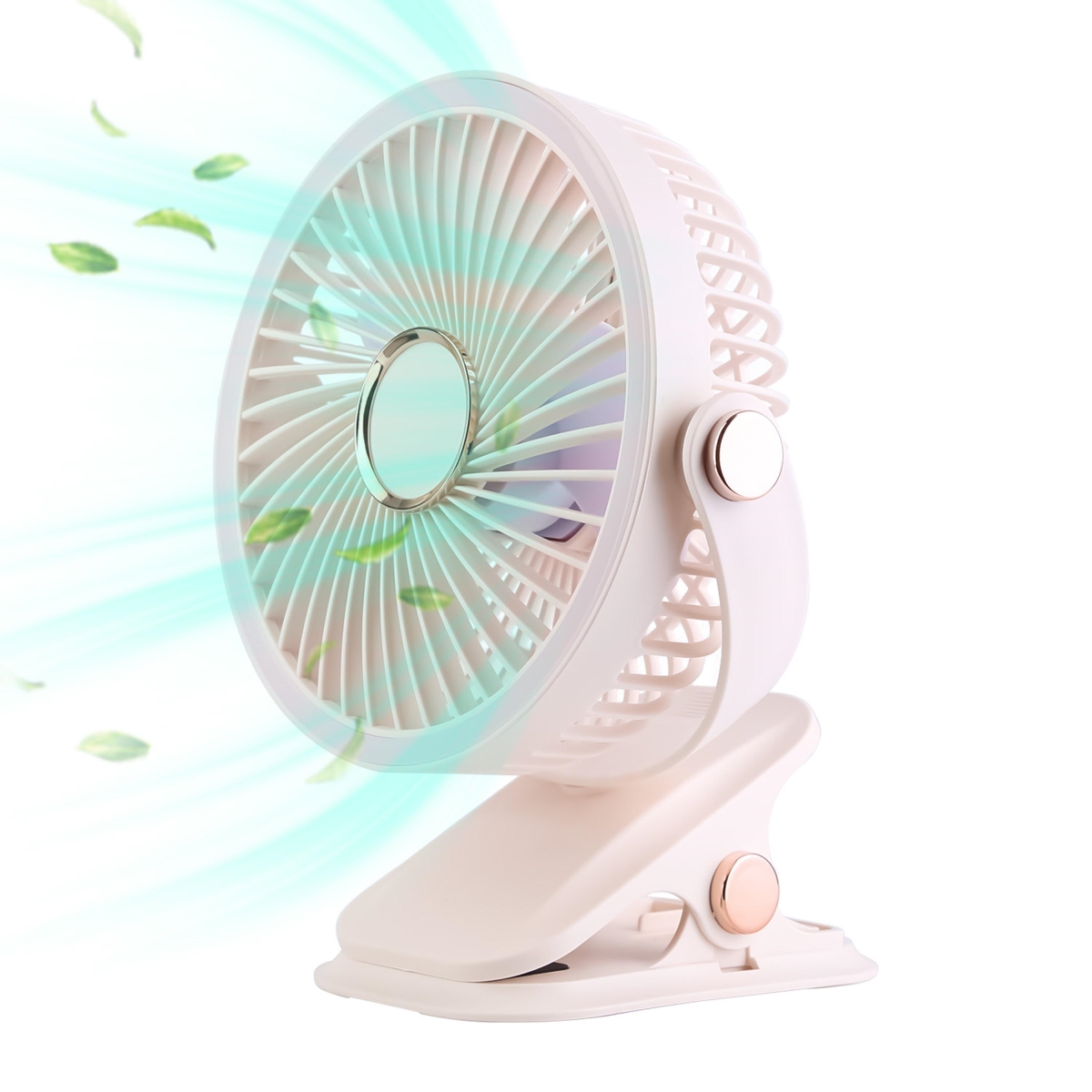 FFF-White-GPCT4978 Portable Quiet Clip on Fan with 5 Speeds for Camping Office Home - White - One Size