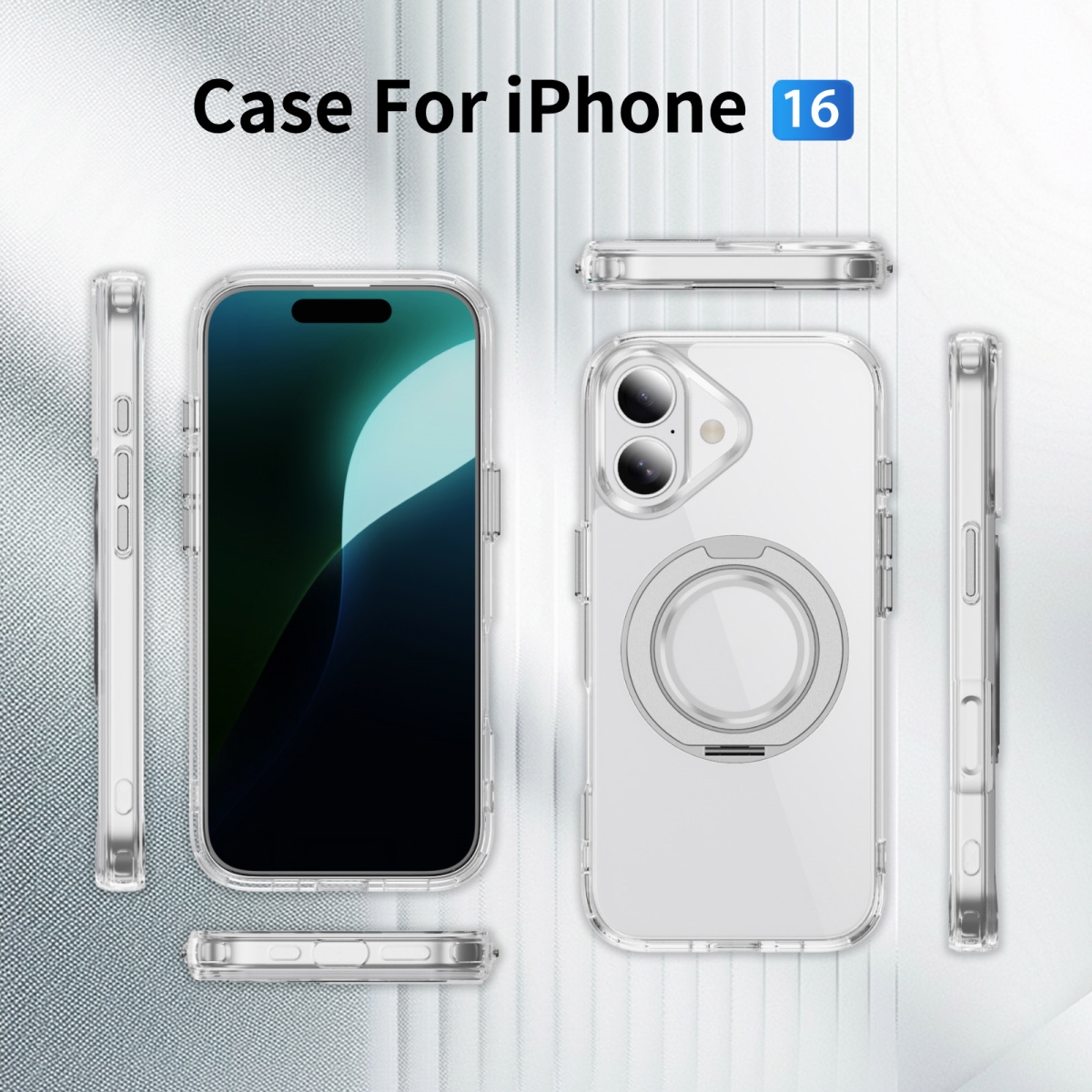 iPhone 16 Case w/ Magnetic Ring Stand- Full Protection, Soft Flex -360 shockproof