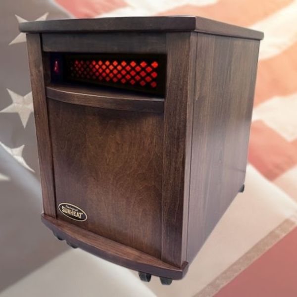 Original Amish Hand Crafted Infrared Heater, Fireside Mocha Oak