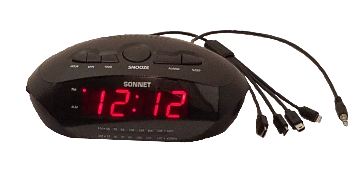 Picture of Sonnet R-1688 LED Clock Radio with 2 USB Port & 4 prong charging cable