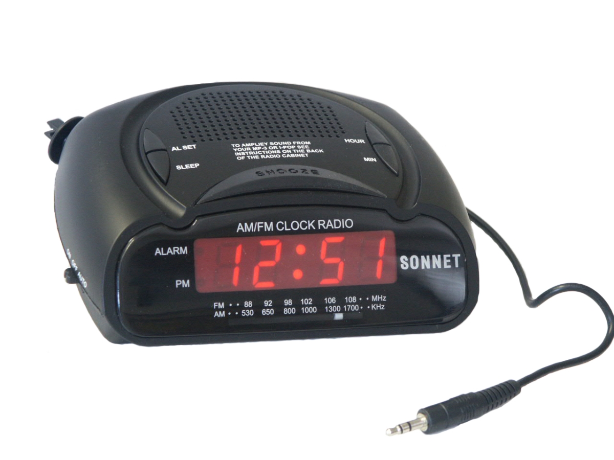 Picture of Sonnet Industries R-1662BMP3 Clock Radio with Aux Cord, Black
