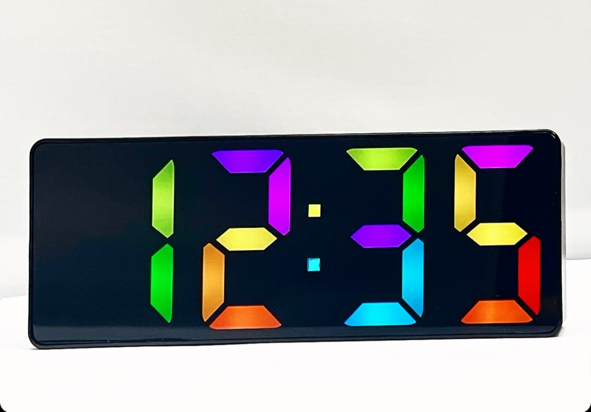 T-4418 2 Lcd Number Alarm Clock With Multi-Color Display