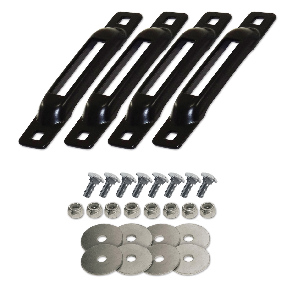 SLSB4FC Carriage Bolts E-Track Single Strap Anchors - Black Powder Coated, Pack of 4