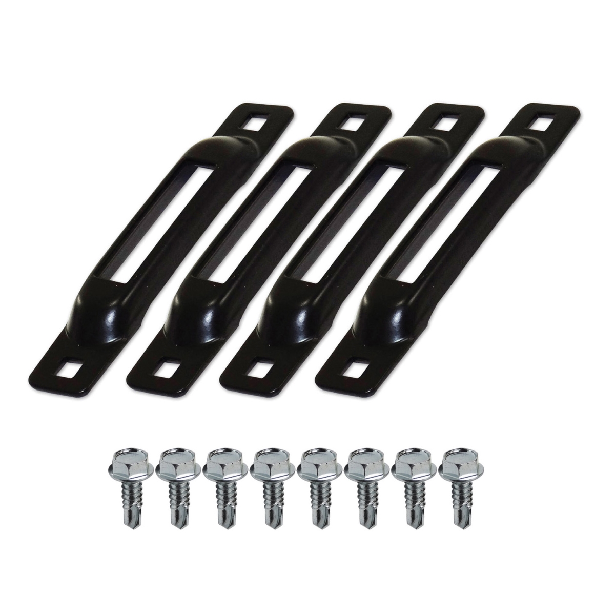 SLSB4FS Self-Drillng Screws E-Track Single Strap Anchors - Black Powder Coated, Pack of 4