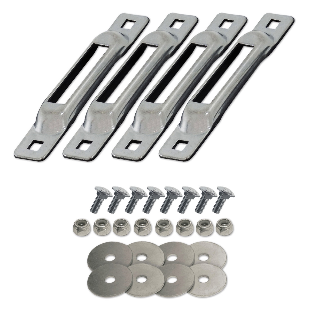 SLSZ4FC Carriage Bolts E-Track Single Strap Anchors - Zinc Plated, Pack of 4
