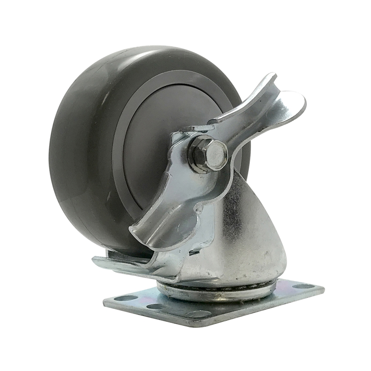4 in. Industrial Polyurethane Swivel-Brake Caster, 375 lbs