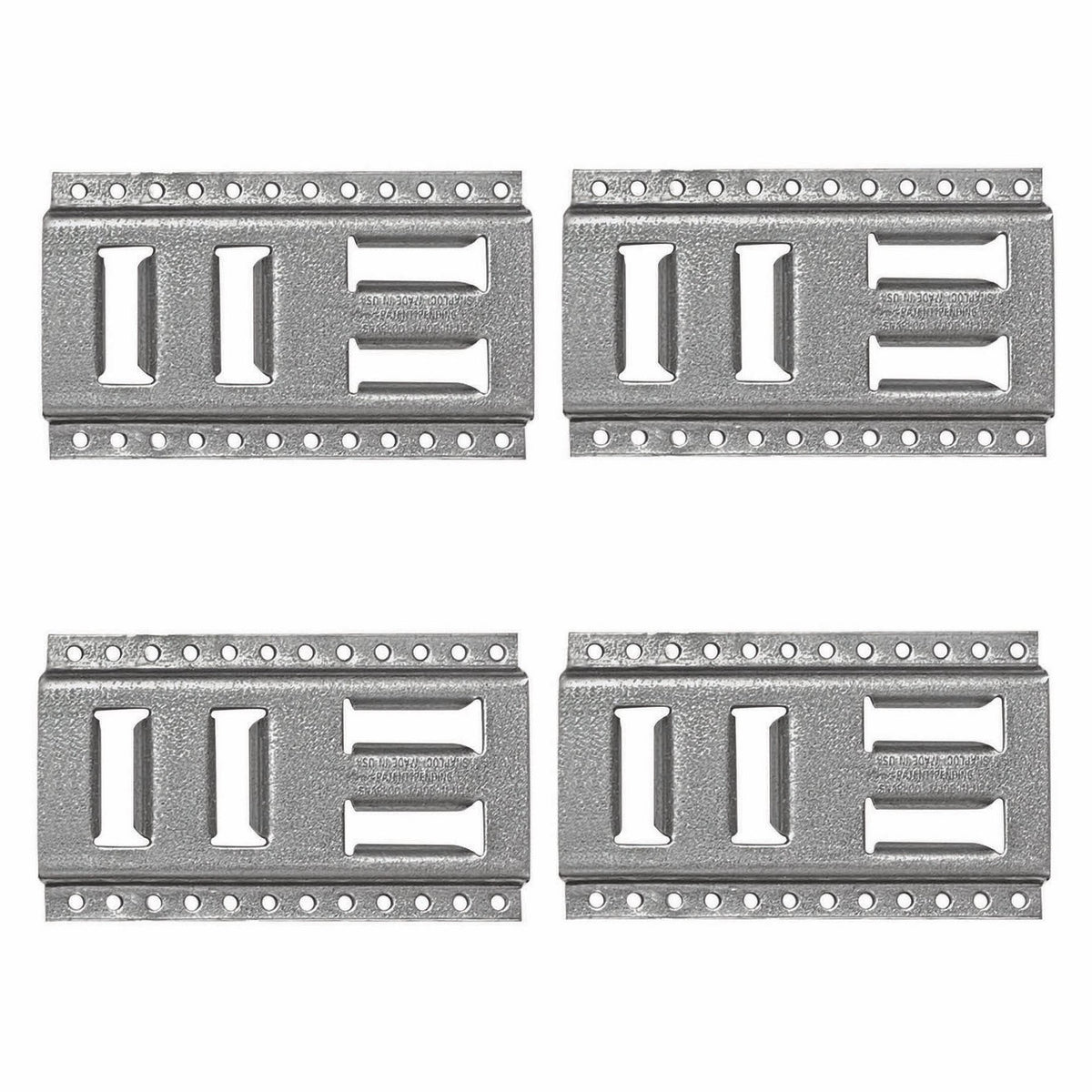 SLAET08G4 8 in. Fast-Track E-Track Galvanized Steel Horizontal Vertical Logistic Tie-Down for Pickups, Trucks & Trailers - Pack of 4
