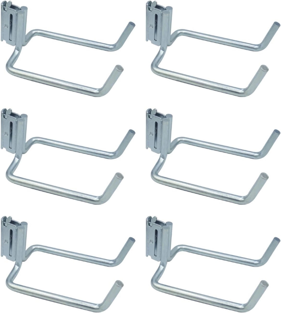 SLAEJH7D6 8 in. Multi-Purpose J-Hook Dual Hanger, Logistic Tie-Down for Pickups, Trucks & Trailers - Pack of 6