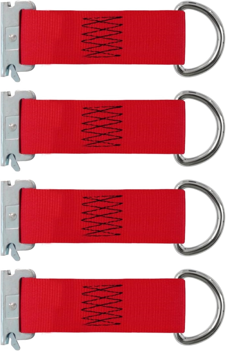 SLTE200DR4 2 x 9 in. 4400 lbs E-Track D-Ring Tie-Down Strap for Pickups, Trucks & Trailers