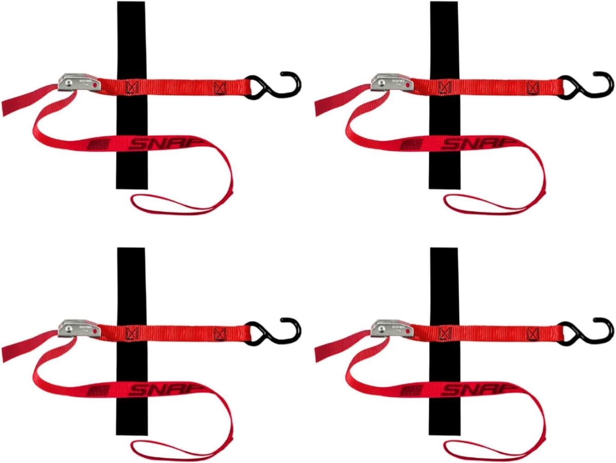 SLTHS104CLR4 1 in. x 4 ft. 1500 lbs S-Hook Loop Cam Strap Tie-Down for Pickups, Trucks & Trailers - Pack of 4