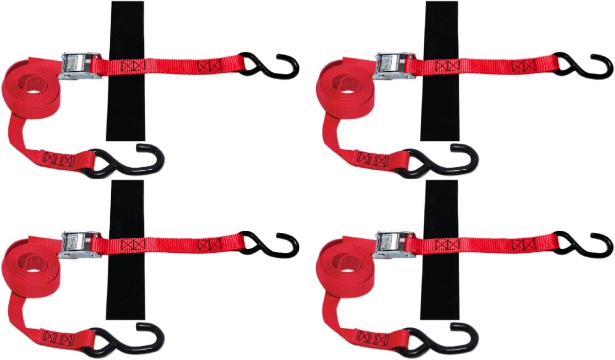SLTHS108CR4 1 in. x 8 ft. 1500 lbs S-Hook Cam Strap Tie-Down for Pickups, Trucks & Trailers - Pack of 4