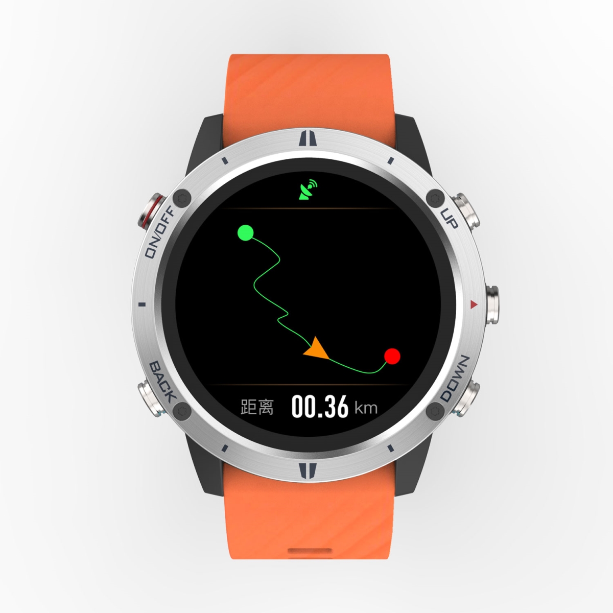 G5 silver orange silicon GPS Sports Watch - Silver Orange Silicon
