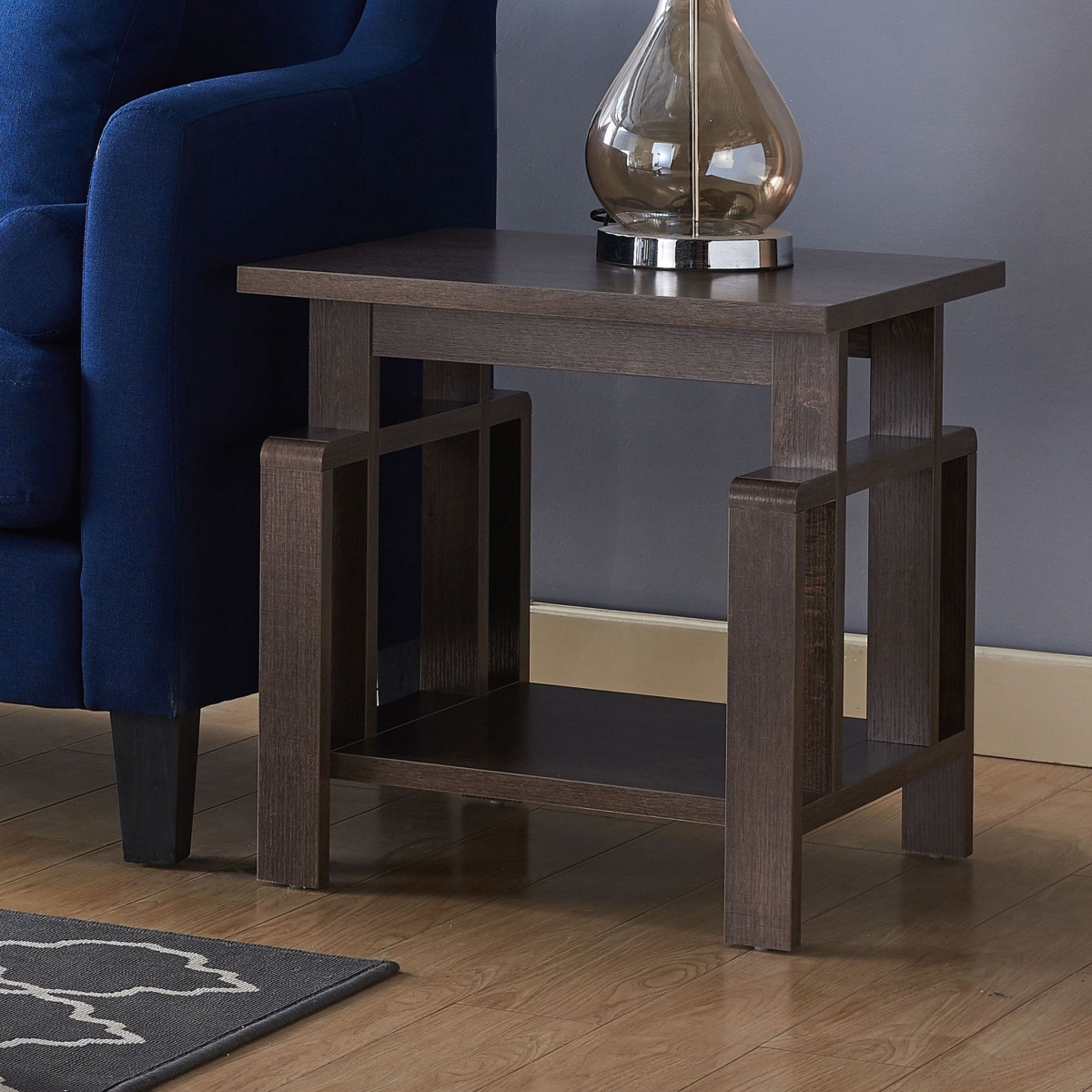 22 x 22 x 19.75 in. Contemporary Shelf End Table, Brown