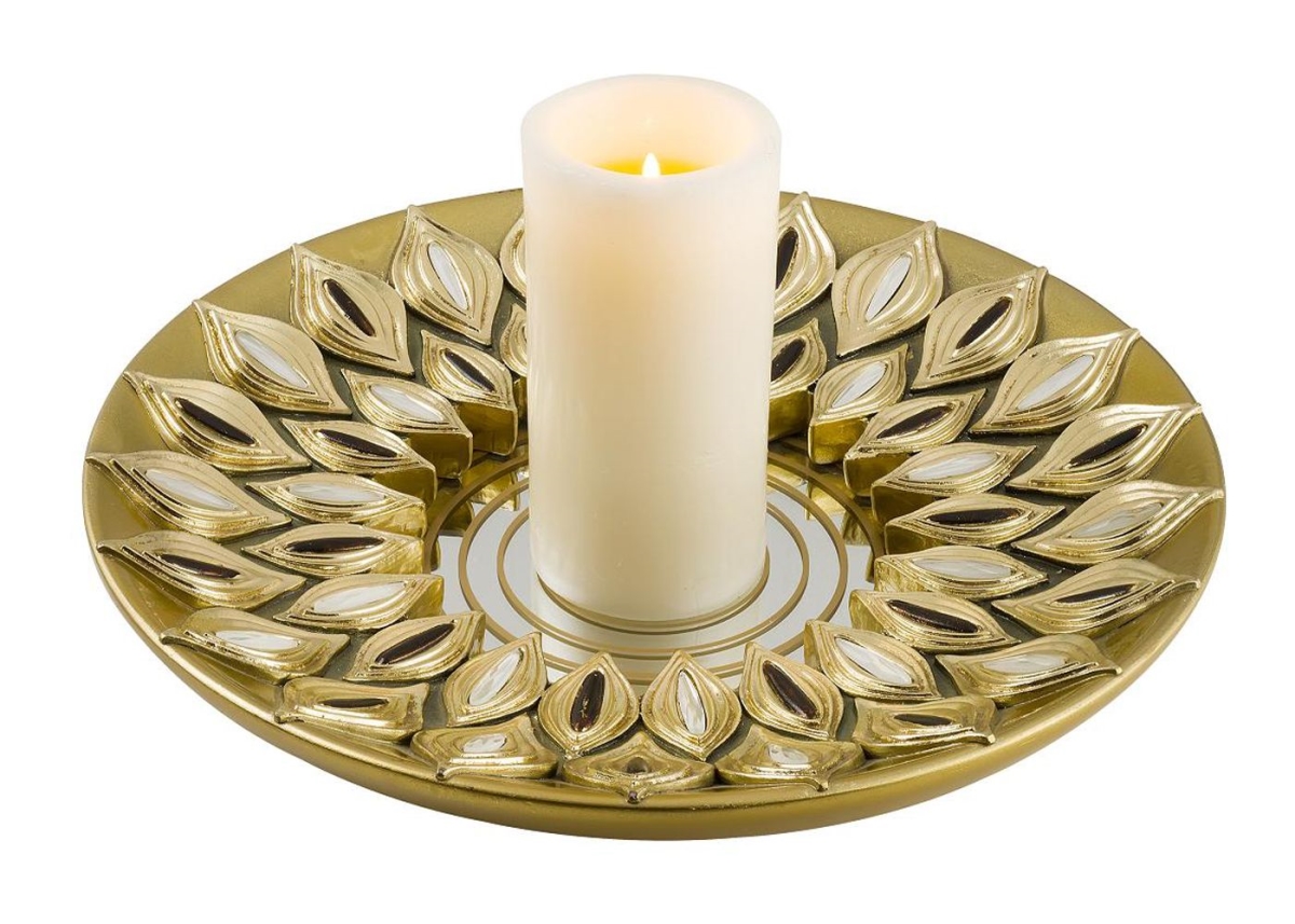 Decorative Dish Candle Holder, Gold