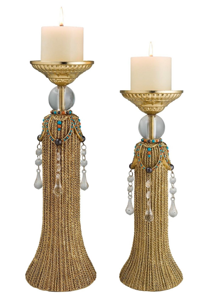 AuricTwist Decorative Candlestick Set, Gold