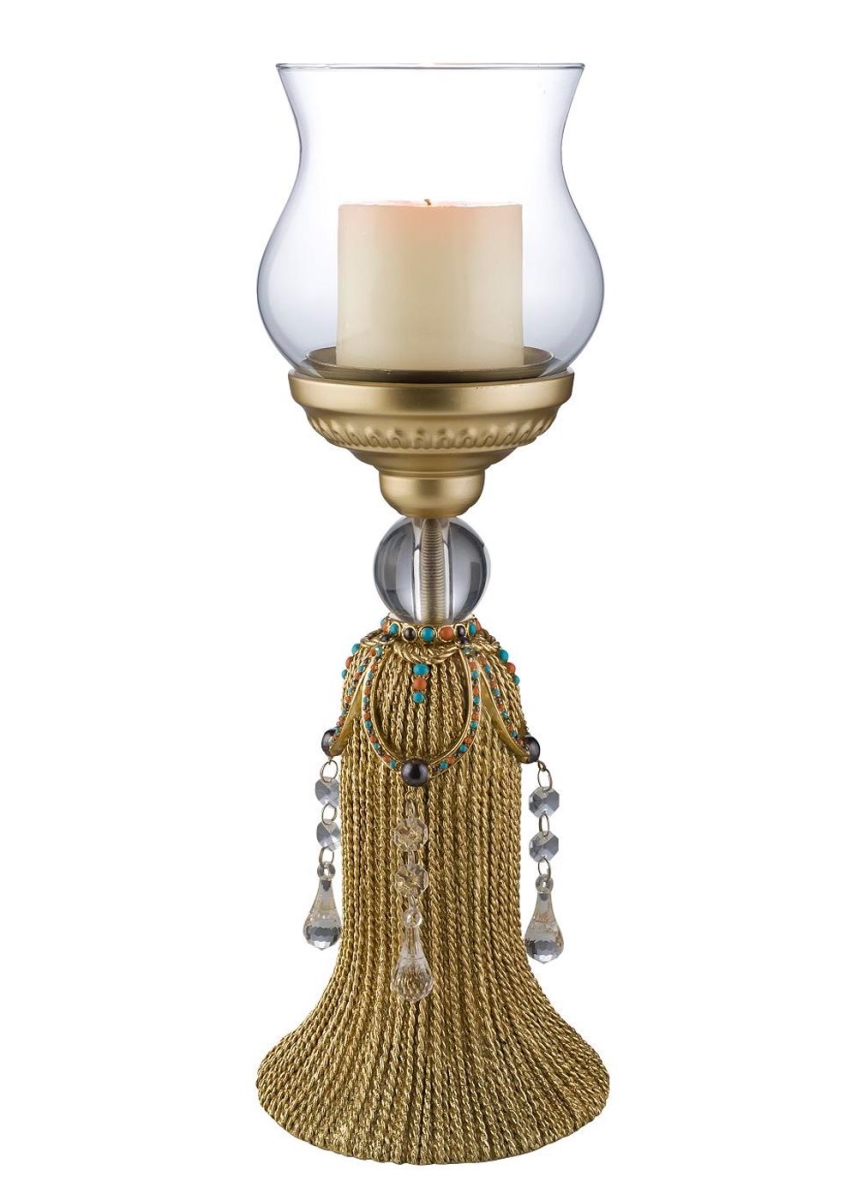 AuricTwist Decorative Glass Candleholder Set, Gold