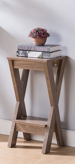 Artistic Plant Stand with Shelf, Hazelnut