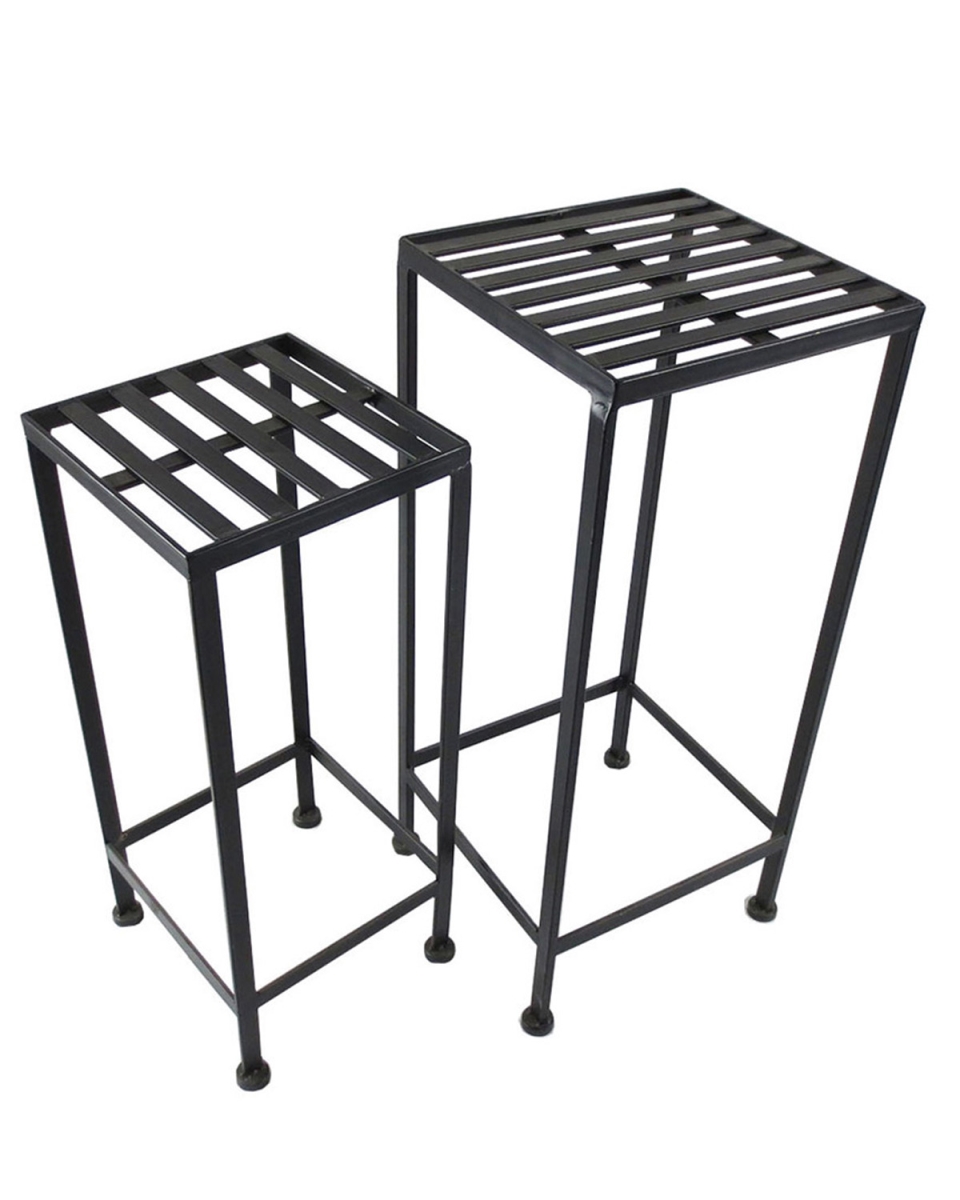Black Iron Plant Stands, Two Nested by Santa's Workshop