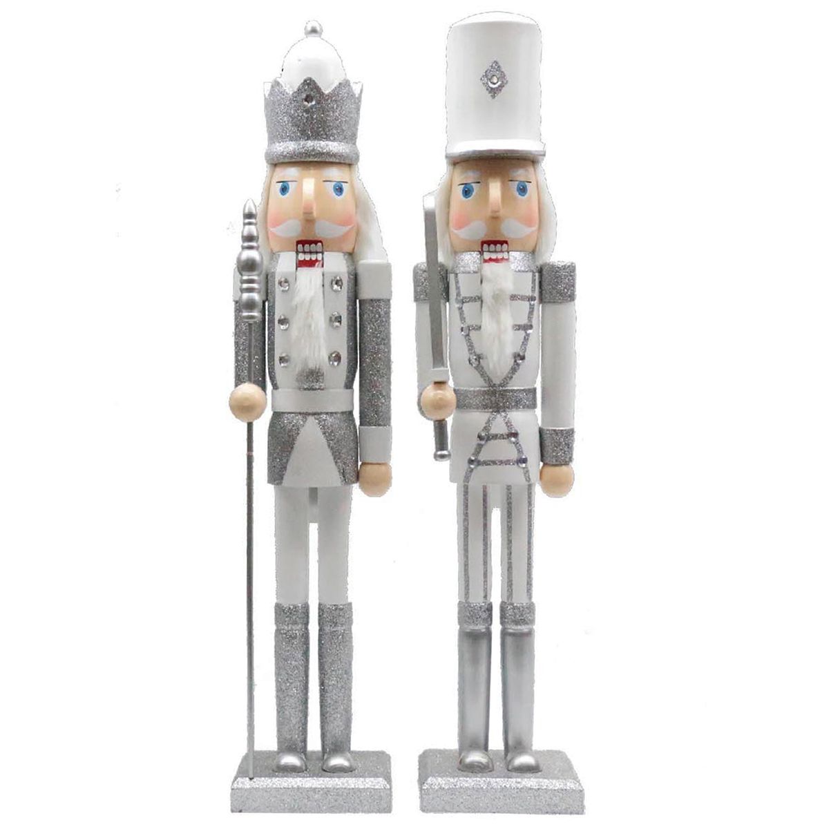 Picture of Santas Workshop 70136 24 in. White & Silver Nutcracker&#44; - Set of 2