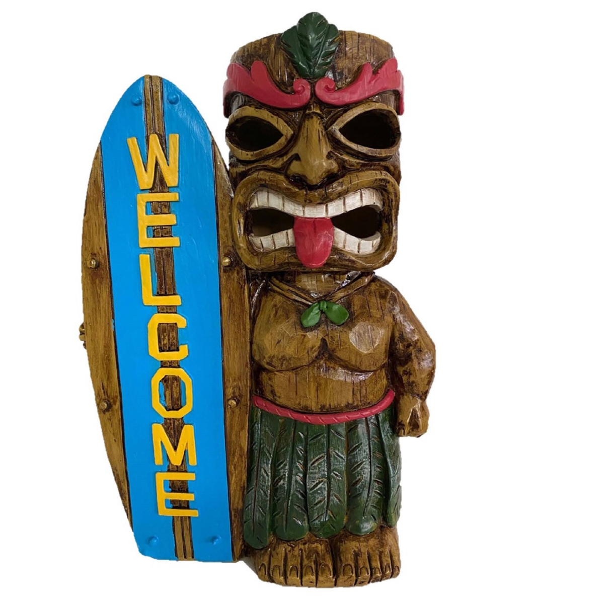 12 in. Resin Solar Tiki Welcome