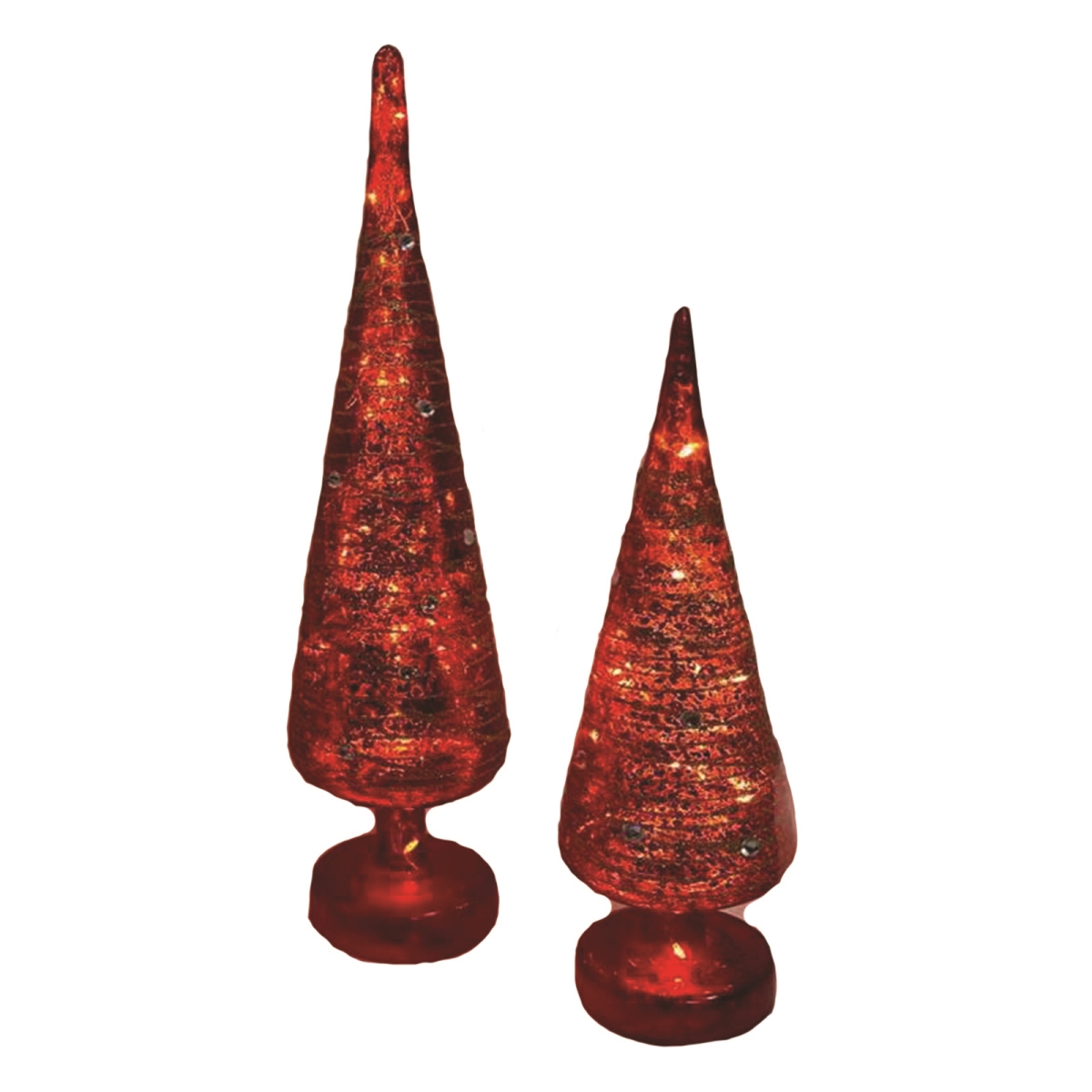 12 & 14 in. Red Glass LED Trees