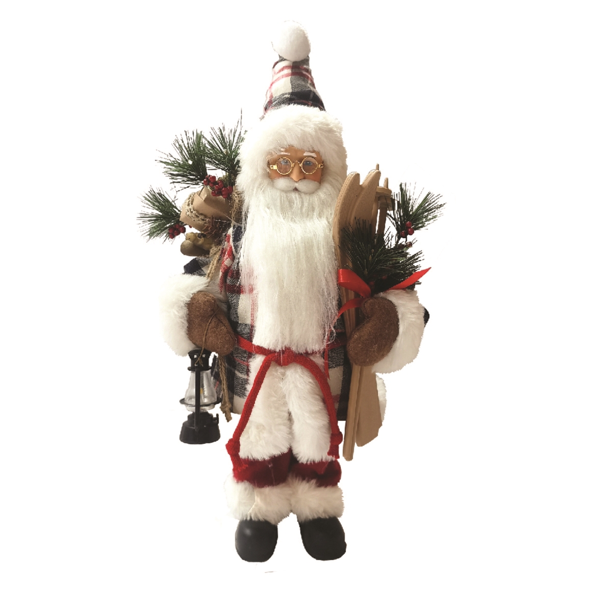 15 in. Plaid Santa with Skis