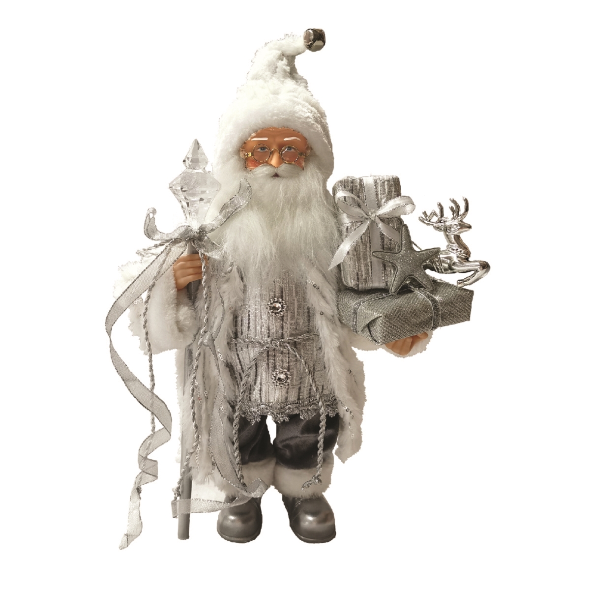 15 in. Silver Gift Bearer Santa