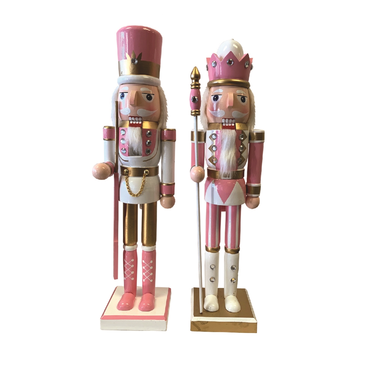 14 in. Pink & Gold Nutcrackers - Set of 2