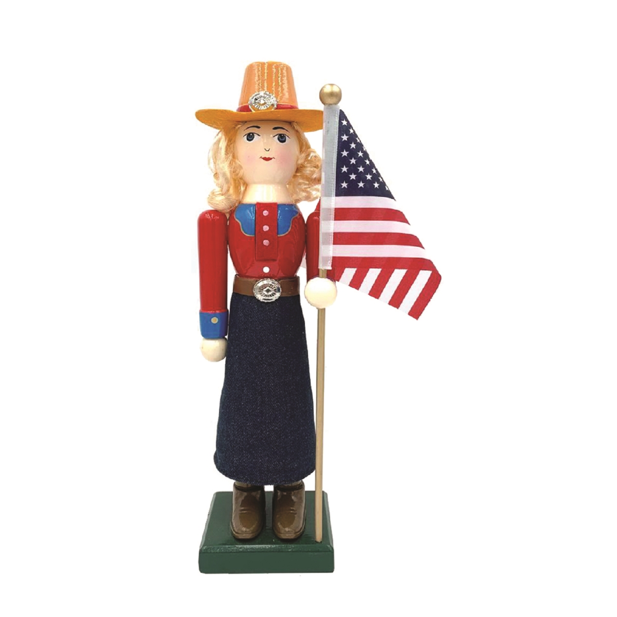 14 in. Cowgirl & Flag Nutcracker