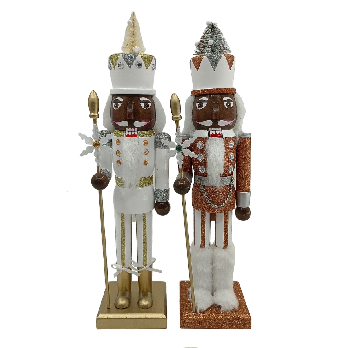 15 in. Silver & Gold Nutcracker - Set of 2