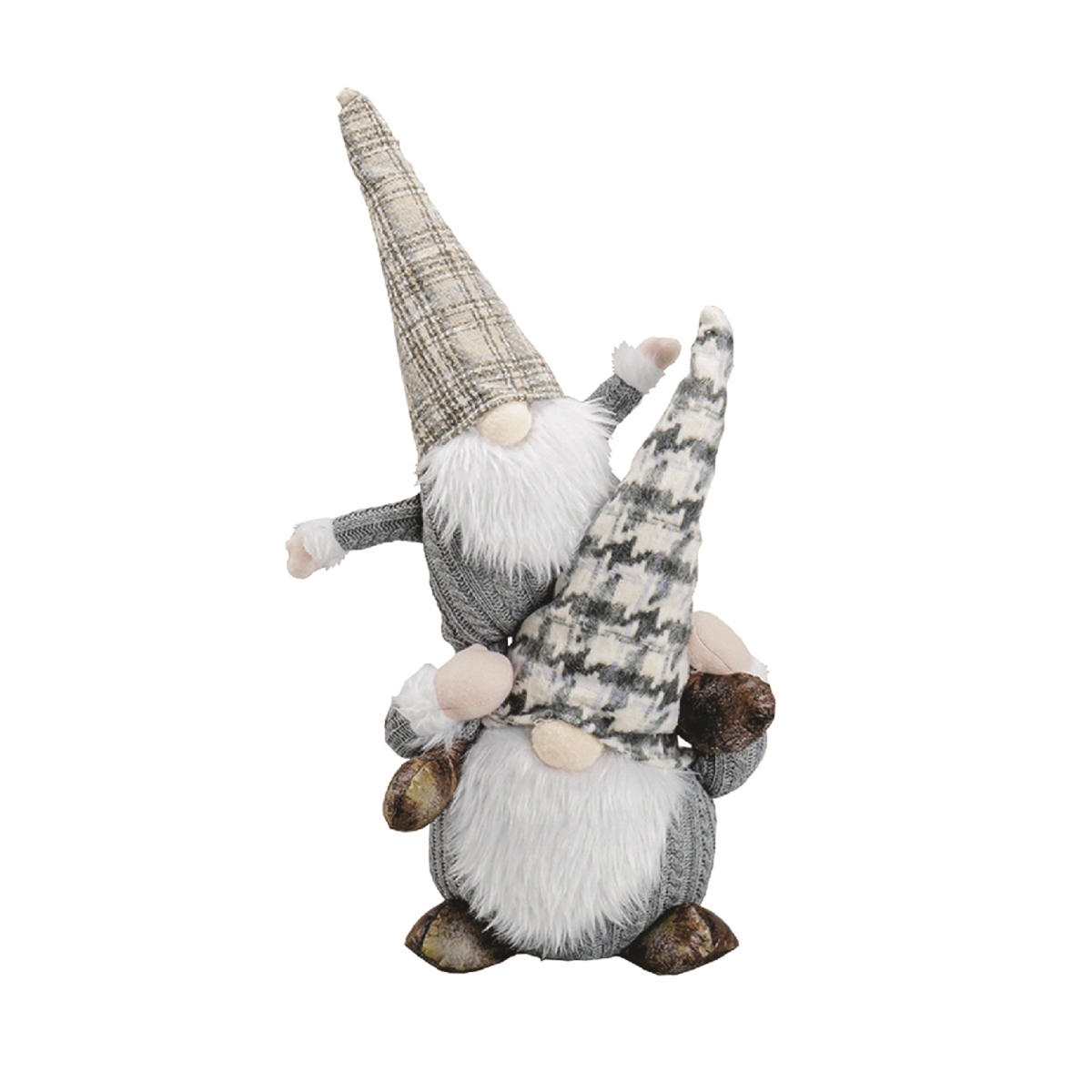 Picture of Santas Workshop 1961 23 in. Piggy Back Gray Plaid Gnome
