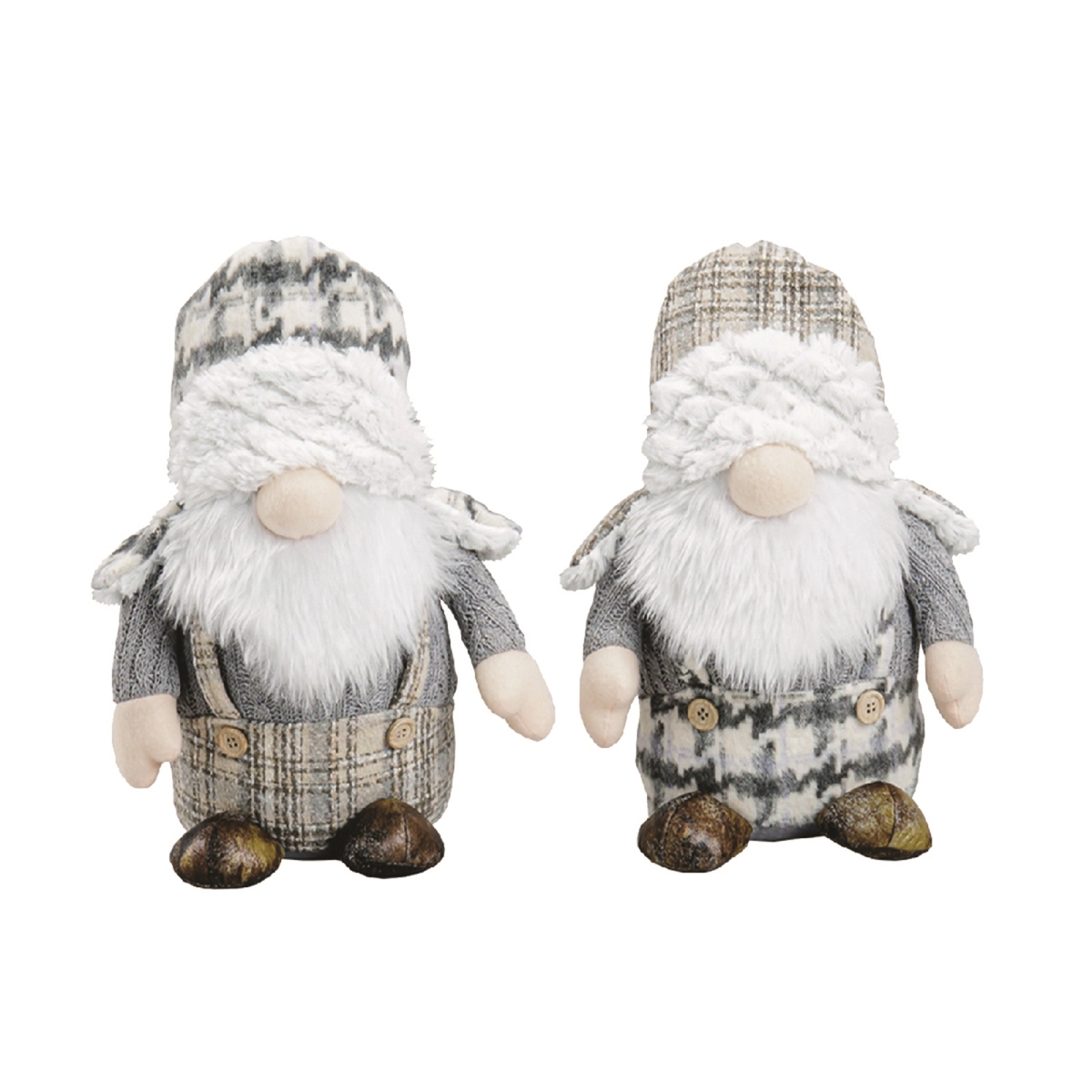 Picture of Santas Workshop 1963 11 in. Gray Plaid Gnomes - Set of 2