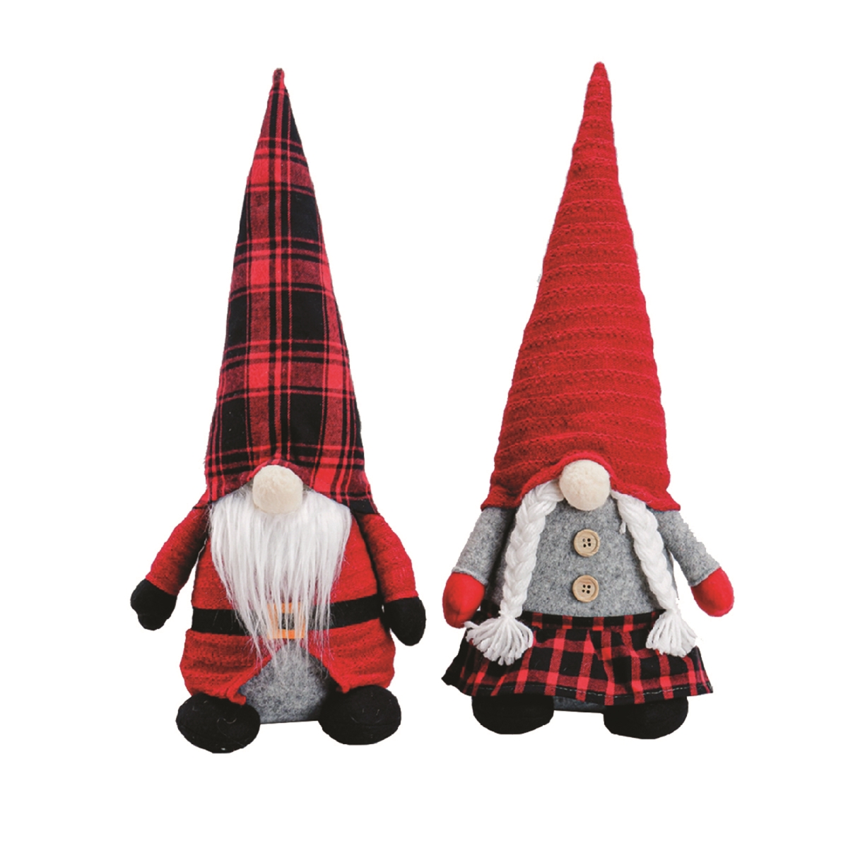 Picture of Santas Workshop 1973 13 in. Buffalo Plaid Gnomes - Set of 2