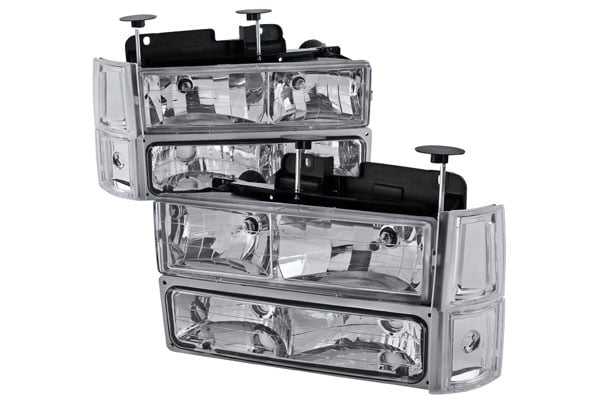 1994-1998 GMC Sierra Euro Headlight with Corner Lights & Bumper Lights - Chrome