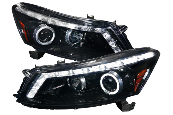 2LHP-ACD084G-TM 2008-2012 Honda Accord Smoked Lens Gloss Black Housing Projector Headlights Sedan Model