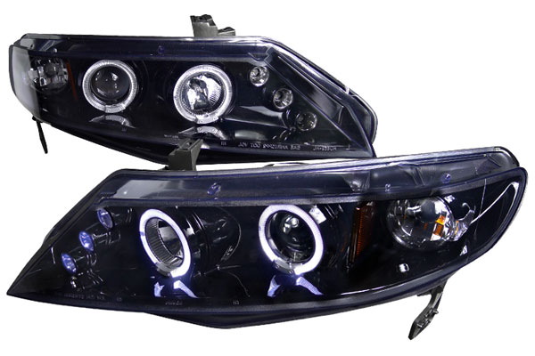 2006-2010 Honda Civic Smoked Lens Gloss Black Housing Projector Headlights