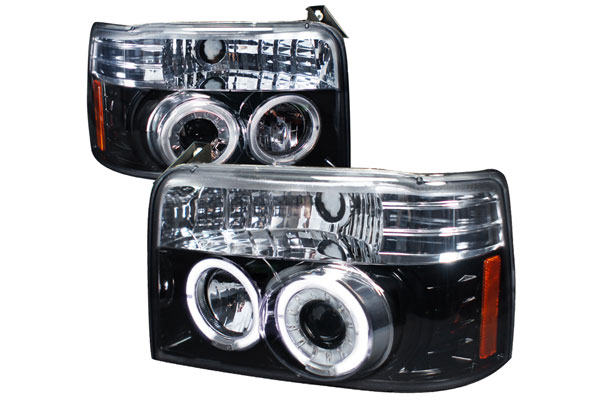 2LHP-F15092G-TM 1992-1996 Ford F150 Projector Headlight Gloss Black Housing with Smoked Lens