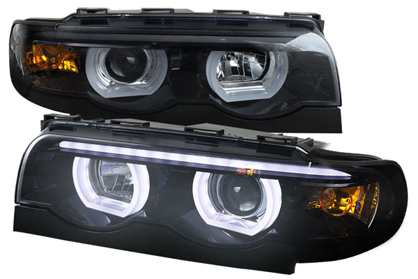 LHP-E3895G-TM Chrome Housing Smoke Lens Projector Headlights for 1995-2001 BMW E87