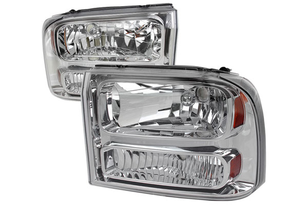 Chrome Euro Headlights for 1999-2004 Ford F250