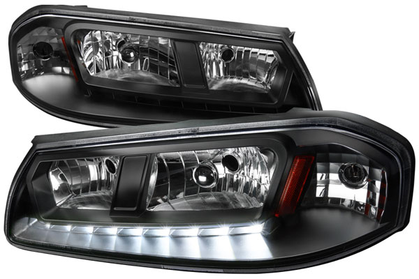 Black Euro Headlights with LED for 2000-2005 Chevy Impala