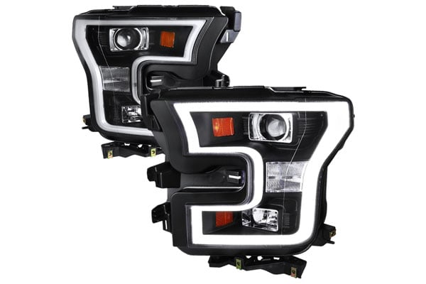 Monochromatic LED Rim Projector Head Light for 2015-Up Ford F150 - Black