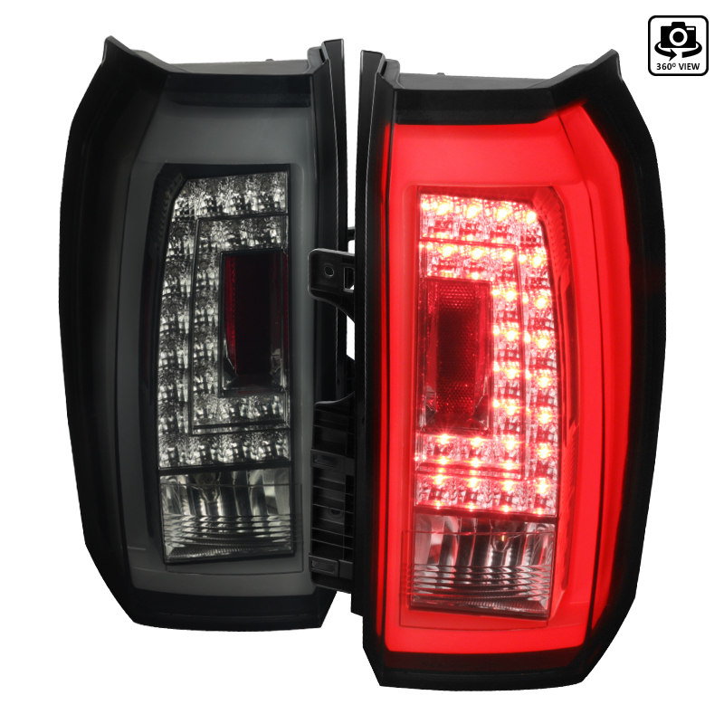 LED Tail Lights with Smoke Lens for 2015-2018 GMC Yukon - Glossy Black