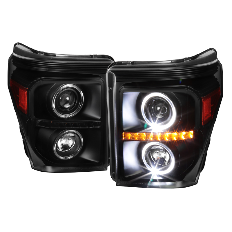 Projector Head Light for 2011-2016 Ford F250 - Black