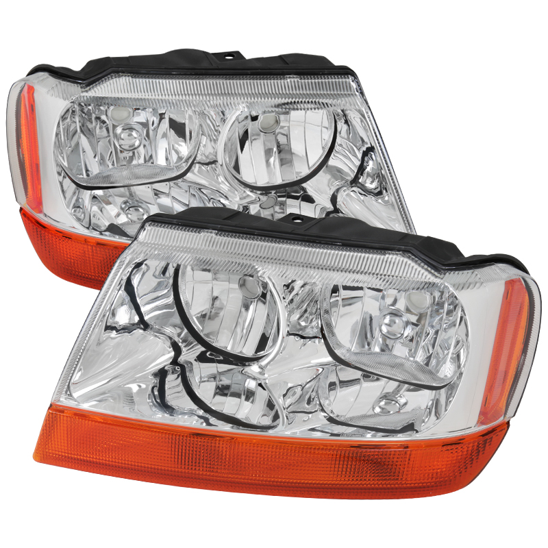 2LH-GKEE99-V2-ABM Euro Head Light for 1999-2004 Jeep Cherokee - Chrome -  Spec D Tuning