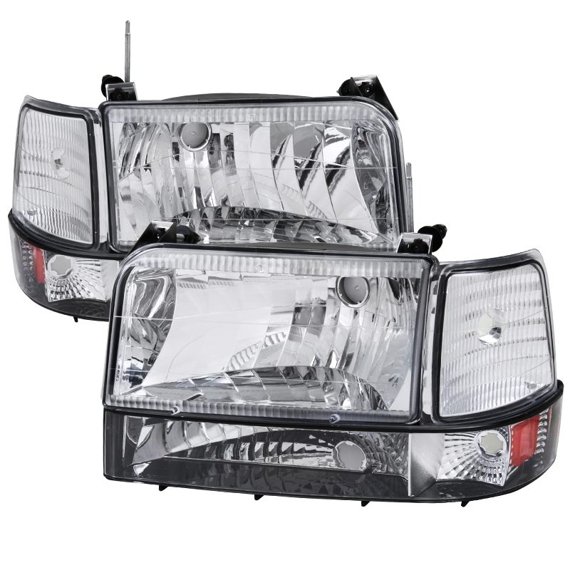 Head Light with Bumper & Corner Lights for 1992-1996 Ford F150 - Chrome